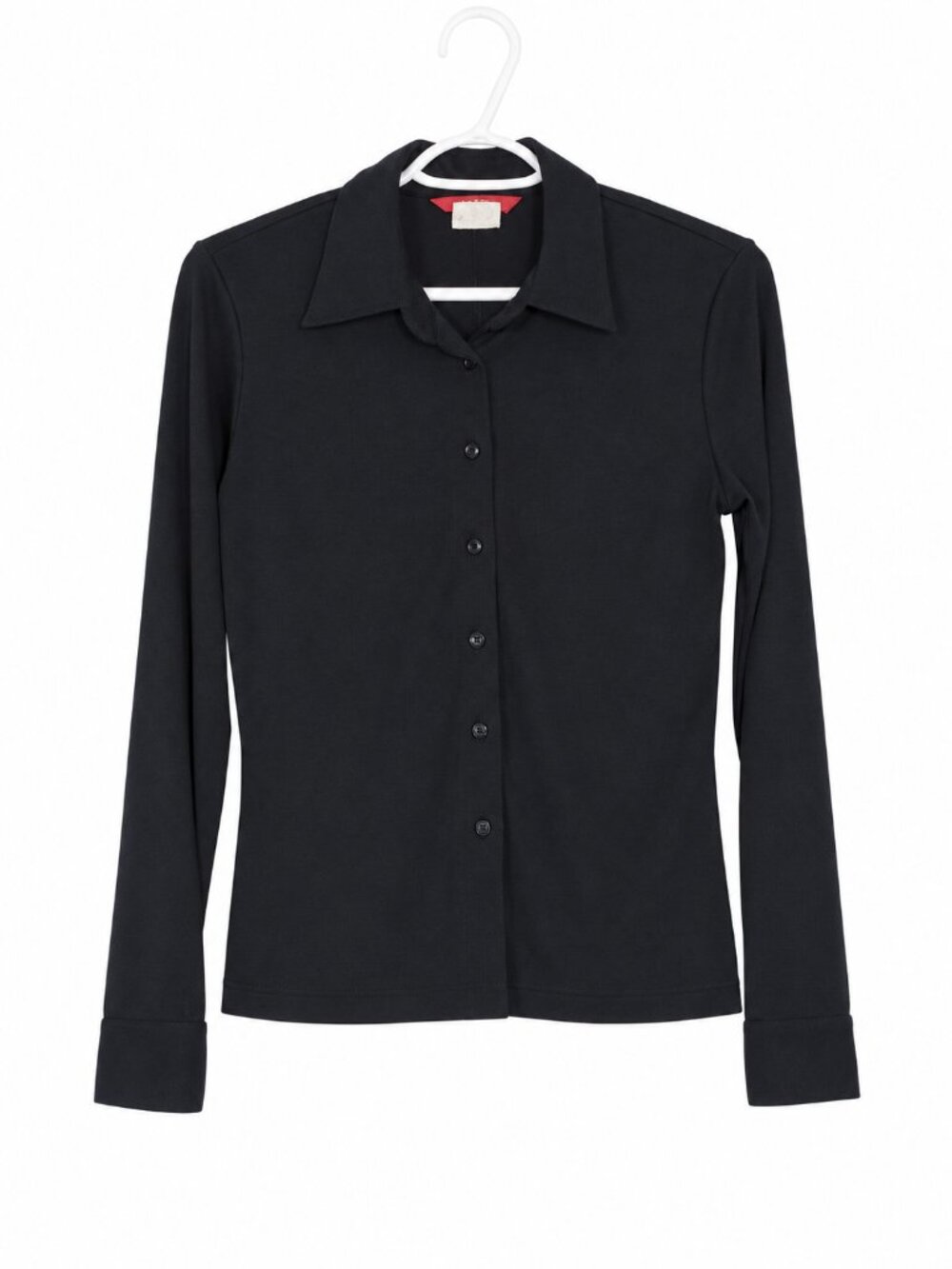 ESPRIT Y2K Black Fitted Button Down Long Sleeve Collared Shirt Size S
